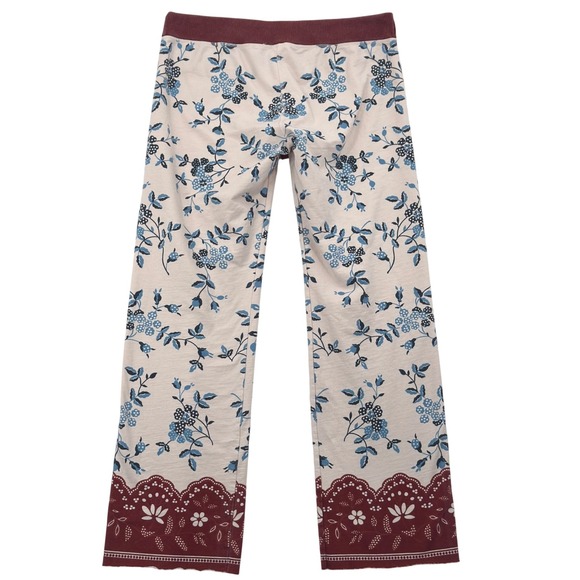 Vtg Lucky Brand Womens Floral Sweatpants LRG Wide Leg Pants Burgundy Cream Y2K - Picture 2 of 10